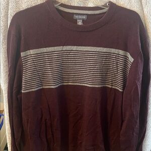 Van Heusen Burgundy and Gray Striped Pullover
